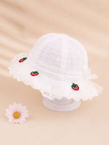 1pc Baby White Hollow Out Hat With Colorful Floral Embroidery, Suitable For Daily Wear And Photo Shooting - 1PC - View 7