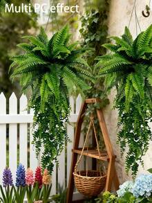 Set di piante artificiali appese con felci e fiori - Verde finto fai-da-te 51cm/75cm, adatto per decorazione di casa, giardino, patio (3 pezzi) - Green  Group - Visualizzare 5