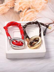 1pc Vintage Luxury Creative Maillard Pig Nose Woven Bracelet, Personalized Minimalist Niche Commuter Versatile Accessory For Women - Pig Nose Bracelet - View 5