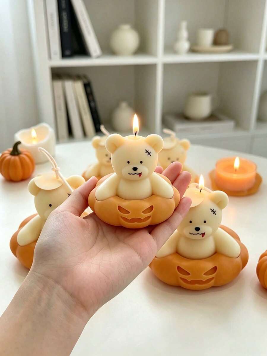 DIY Crystal Bear Candle Silicone Mold - Handmade Plaster & Aromatherapy Decor, Asymmetrical Shape Craft Tool - Candlestick Mold - View 1