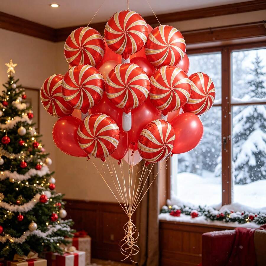 Round Windmill Candy Shaped Foil Balloon, Christmas Party, New Year Celebration, Home Decor, Photo Prop - Multicolor - View 1