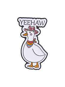 Yeehaw 牛仔鴨琺瑯胸針 西部鄉村風 愛心牛仔帽 彩虹圍巾 領口胸針 背包裝飾禮物 - 白色 - 查看 10