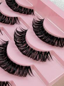 10 Pairs Cross Fluffy Mink Lashes 3D Volume Fake Eyelashes Dramatic Messy Lashes Wispy Long Foxy Eye Lifting Look Eyelash To Lengthen And Volumize The Outer Corner Of Your Eye Beauty Makeup - Black - View 5