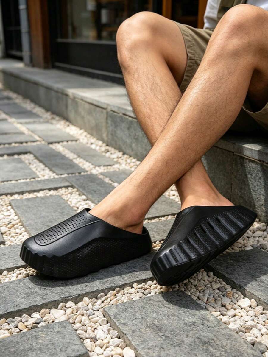 Soft Breathable Thick Sole Anti-Slip Comfortable Slippers, Suitable For Men's Summer Beach And Daily Wear, Recommended To Buy One Size Larger For Those With Longer Feet - Black - View 1