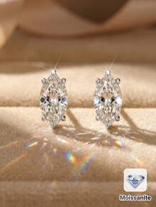 ORSA JEWELS 1對925銀14K金 0.3-1CT D色VVS級馬眼形莫桑石耳釘，經典珠寶，適合女性、男性生日派對與週年紀念 - MOE24 - 查看 12