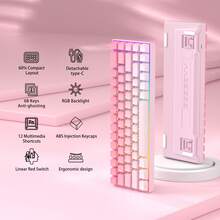 MageGee -BOX Wired Real Mechanical Keyboard, 60% 68 Keys, Mini Design, RGB Backlit, Shine-Through Keycaps, Red Switch Gsming Keyboard For PC/Laptop/Gaming/Office/Gift - View 8