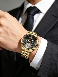VA VA VOOM Brand Men's Watch, Stainless Steel Fashion Strap, Analog Tourbillon Design, Calendar Movement, Business Men's Quartz Watch - one-size - View 3