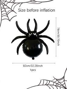 Balão de Folha de Aranha de Halloween 82x78cm Balão de Aranha Preto Grande, Adequado para Decoração de Festa de Halloween, Decoração de Terror de Casa Assombrada, Decoração de Entrada, Varanda e Quintal. - Visão 12