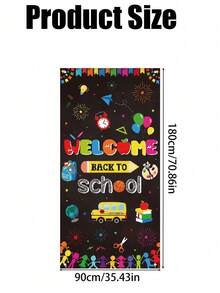 1pc/Back To School Door Decoration, Black Stretch Banner, Photo Prop, Classroom Wall Decor (Includes Rope), Back To School Party Backdrop, Entryway Decor, Room Decor, Back To School Classroom Decoration - Multicolor - View 9