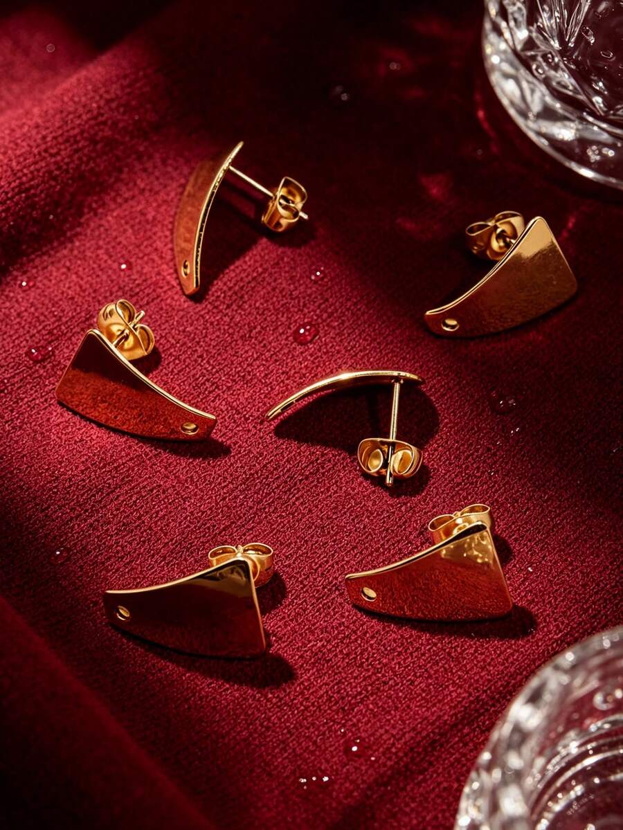 6 piezas con diseño geométrico DIY Pendientes Accesorio - Amarillo Oro - Ver 1