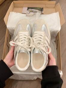 Silver Women's New Soft Sole Casual Training Shoes, Korean Style Retro Sports Sneakers - Silver - View 1