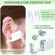 1/2/4/6/8/10PCS Disposable Ear Piercing Gun Built-In Silver White Diamond Stud Earrings For Home Self Ear Piercing Kit - Multicolor - View 4