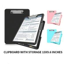 1pc Storage Clipboard - Large Capacity Multi-Function Folder, A4 Paper Folder, Side Opening Design, Desktop Storage Organizer, Portable Office Supplies Storage Container, Suitable For Office Supplies, School Supplies, Office Organization, Workspace Management, Compact Storage Box, Enterprise Workspace Storage Clipboard With Storage Space 8.5 X 11, A4 Plastic Clipboard Folder, With Separate Pen Compartment, Multi-Function Folder With Pen Slot Writing Pad Large Capacity Test Paper Material Storage Box Office Learning File Box - Multicolor - View 3