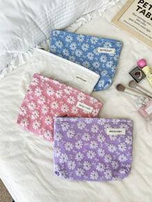 MEYOU FAIRY AGG, Bolsa de cosméticos de gran tamaño fresca y minimalista para mujeres, bolsa con forro interior, neceser de viaje portátil, bolso de mano, bolsa versátil para almacenamiento de productos de cuidado de la piel, organizador de productos de higiene femenina, regalo para mamá o novia, estuche de bolígrafos para estudiantes - Multicolor - Ver 2