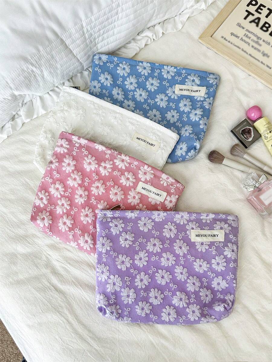 MEYOU FAIRY AGG, Bolsa de cosméticos de gran tamaño fresca y minimalista para mujeres, bolsa con forro interior, neceser de viaje portátil, bolso de mano, bolsa versátil para almacenamiento de productos de cuidado de la piel, organizador de productos de higiene femenina, regalo para mamá o novia, estuche de bolígrafos para estudiantes
