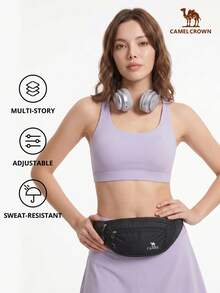CAMEL CROWN Unisex Sports Waist Bag, Running Phone Storage Pouch, Multi-Functional Waist Belt Fitness Gear, Suitable For Morning Jogging - Black - View 2