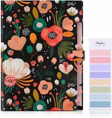 SKYDUE Expanding File Folder With 5 Pockets, Floral Accordion File Organizer For Important Document, Portable Receipt Paper Organizer, School Office Supplies Black - ColorB - View 2