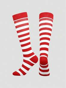 4/1 Pair Striped Minimalist Breathable Moisture-Wicking Compression Knee-High Socks For Running, Cycling, Hiking - Multicolor - View 16