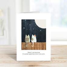 No One Else Anniversary Card, Cat Themed Card For Anniversaries, Cute Two Cats Night Sky Sentimental Anniversary Card For Partner, For Boyfriend Girlfriend - Multicolor - View 2