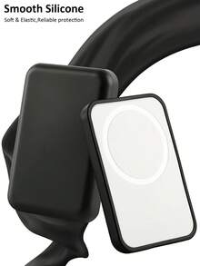Funda protectora para batería portátil magnética compatible con iPhone - Cubierta protectora anti-caídas de TPU, compatible con MagSafe | Funda protectora para cargador | Diseño de textura mate y cierre (Batería no incluida) - Negro - Ver 7