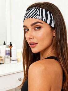 3/1pc Women's Zebra Print Fashion Headband, Suitable For Daily Wear, Yoga Fitness Sports Headband, Summer Hair Accessory - Multicolor - View 3