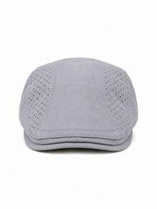 Topi Newsboy Berongga dan Bernapas, Warna Polos, Gaya Baru Musim Gugur/Dingin, Topi Beret Unisex, Topi Baseball Kasual Luar Ruangan - Sisi-sisi yang berongga - View 23
