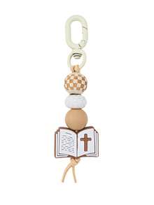 1 Count Christian Bible Cross Keychain, Mother's Day Gift For Mom, Faith Beaded Wristlet Keychain, Religious Boho Bag Charm, - 2708 - View 12