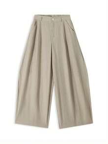 Women's Summer Drapey Straight Leg Casual Pants, Design-Focused Wide Leg Loose Fit Slimming Versatile Airy Pants - Light Brown - View 6