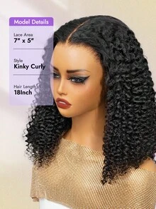 OQ 180% Density 16-30 Inch Natural Color Curly Human Hair Wig, 7x5 HD Seamless Frontal Wig, Pre-Cut Pre-Trimmed, Unprocessed Pure Virgin Hair, Fashionable Natural Holiday Style, Suitable For Business And Home - SNatural - View 5