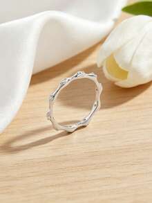 Jessie Jewelry 1pc Exquisite Elegant Cool Hip-Hop Punk Fashion 925 Silver Cubic Zirconia Full Circle Wave Design Ring For Women, Suitable For Dating, Party, Daily Wear, Charm Decoration Gift - Silver - View 3
