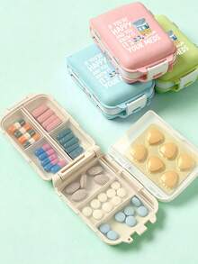 8-Compartment Portable Multi-Layer Pill Box, Compact Moisture-Proof Medicine Storage Box With Funny Quote Print, Suitable For Vitamins, Supplements And Pills, Reusable Pill Box For Men And Women Travelers And Daily Medication Users, Lightweight And Durable Pill Organizer For Daily Pocket Use - Multicolor - View 12