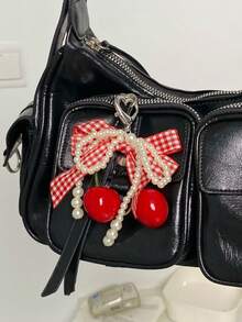 Porte-clés Cerise Nœud Perle, Nœud à Carreaux Doux et Mignon à la Mode, Charm de Sac Cerise, Porte-clés Style Y2K; Accessoire de Téléphone Anti-Perte à la Mode, Décoration de Téléphone pour Femmes; Convient pour les Vacances, le Camping, l'Été, l'Utilisation Quotidienne et les Voyages. Cadeau Parfait pour la Saint-Valentin; Cadeau de Remise des Diplômes et de Rentrée Scolaire; Accessoire de Fête; Cadeau pour Enseignant, Cadeau pour Demoiselle d'Honneur. - Taille unique - Voir 8