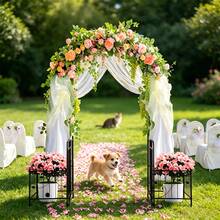 Garden Arch With Gate, Heavy Duty Metal Arbor With Planting Frame, Rustproof Trellis For Climbing Roses, Vines, Grapevines - Black - View 8