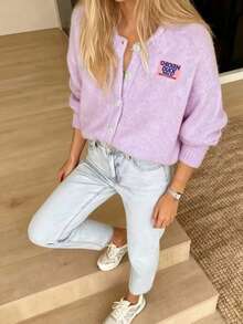 Women's Plus Women Fall Winter Sweater Basic Tops Frenchy Going Out Outfits - Mauve Purple - View 3