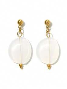 1 Pair French Style Stainless Steel 18K Gold Plated Clear Crystal Dangle Earrings For Women, Beach Vacation Commute Gentle Fairy Style - Gold - View 8