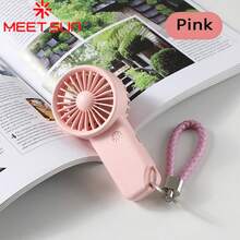 MEET SUN 1pc + Rechargeable + 500mAh Lithium Battery Rechargeable + Small Fan + Hand Strap + 3-Speed Small Fan + 500mAh Lithium Battery Rechargeable Portable Handheld 3-Speed Adjustable Mini Small Fan With USB Charging Cable And Lanyard - Pink - View 13