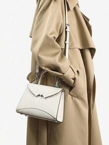 Damen-Handtasche mit strukturiertem Griff, minimalistische weiße Satchel-Handtasche, Pendler-Büro-Schultertasche, Designer-Stil-Handtasche, Luxus-Designer-Tasche - Weiss - Übersicht 5