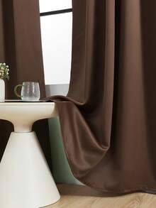 1 pieza/2 piezas Cortinas opacas de unicolor/Cortinas con bolsillo para barra/Cortinas con pestaña trasera/Cortinas con clip/Múltiples métodos de colgado/Cortinas opacas para habitación/Cortinas opacas con protección de privacidad y aislamiento térmico/Adecuadas para sala de estar, dormitorio, sala de estudio/Cortinas de color marrón oscuro - marron oscuro - Ver 7