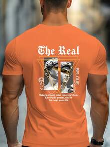 Letter Print T-Shirt, Tees For Men, Casual Short Sleeve T-Shirt For Summer - 白色 - 查看 9