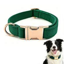 1pc Velvet Dog Collar With Metal Quick Release Buckle, Soft Skin-Friendly Durable Wear-Resistant, Adjustable Size, All-Season Versatile Pet Neck Collar, Suitable For Small / Medium / Large Dogs, Easter, Holiday, Carnival Decoration - Dark Green - View 8