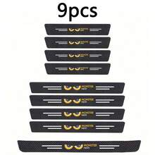 9pcs Black Car Door Sill Protector Strip, Universal Modified Car Sport Foot Pedal Anti-Scratch Door Step Decorative Protection Strip, Car Interior Decoration - A - View 8