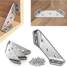 160 buah Konektor Sudut Furnitur Universal Stainless Steel dengan Sekrup - Penyangga Sudut 90° Braket Penyangga Segitiga Tugas Berat untuk Furnitur Kayu, Laci, Lemari, Meja, dan Kursi - sudut siku-siku - View 10