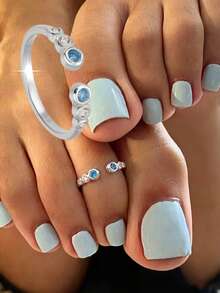 1pc S925 Sterling Silver Minimalist Cute Gradient Circle Open Adjustable Toe Ring For Women, Fresh Ins Style Sweet Delicate Beach Vibe Foot Jewelry, Versatile Daily Travel Refreshing Timeless Foot Accessory - Round - View 9