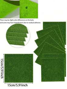 6pcs Mini Artificial Grass Lawn | Square 15*15cm, Multi-Purpose Mini Garden Decoration, Plastic Fairy Garden Carpet, Suitable For Dollhouse Decoration And Micro Landscape Arrangement, Bonsai Habitat And Outdoor Garden Decoration, Special Artificial Grass, Easy To Install, Can Be Used As Landscape Background - Artificial Turf - View 9