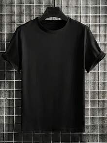 Letter Print T-Shirt, Tees For Men, Casual Short Sleeve T-Shirt For Summer - Hitam - View 2