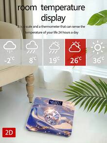 1 pieza Báscula electrónica con pantalla LED, báscula de baño plana 2D con diamantes brillantes, plataforma de pesaje decorativa - Adecuada para uso a largo plazo, satisface las necesidades de pesaje en el hogar, regalo de Navidad, Año Nuevo, Día de San Valentín, utiliza pilas AAA (pilas no incluidas) - A - Ver 7