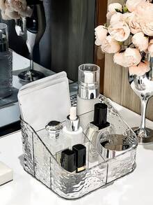 2pcs Transparent Cosmetic And Skincare Storage Boxes, Modern Vanity Organizer, Suitable For Bathroom Supplies, Student Back To School Supplies, Makeup Organizer, Jewelry Organizer, Fits Various Makeup Tables - Clear - View 8