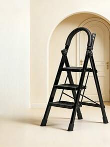 [Heavy Duty Folding Ladder] Sturdy 550lb Heavy Duty 3/4 Step Folding Ladder   Wide Non-Slip Pedals, Lightweight Portable Design For Home & Industrial Use - 3 Steps - View 5