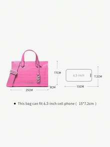 Michael Kors Gigi Small Crocodile Embossed Leather Messenger Tote Bag For Women,Cute Crossbody Bag For Travel Shopping Or Daily - Pink - View 5