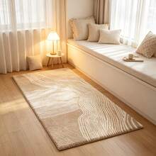 1 tapete retangular assimétrico com linhas castanho claro, tapete espesso, tapete felpudo, tapete decorativo, decoração de quarto, tapete pequeno, decoração para casa - Multicolorido - Ver 4